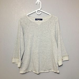 Gray Shirt With Pom Pom Accents